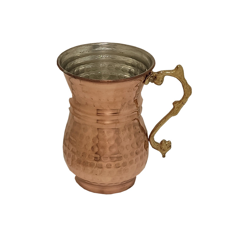 لیوان مسی طرح لاله دسته برنجی