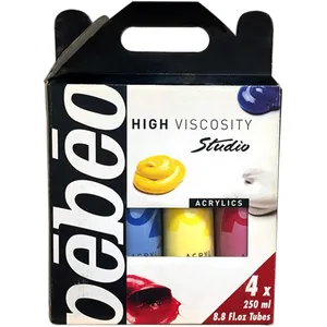 رنگ اکریلیک استودیو 250 میلی لیتری پ ب او - مدل High Viscosity بسته چهار عددی