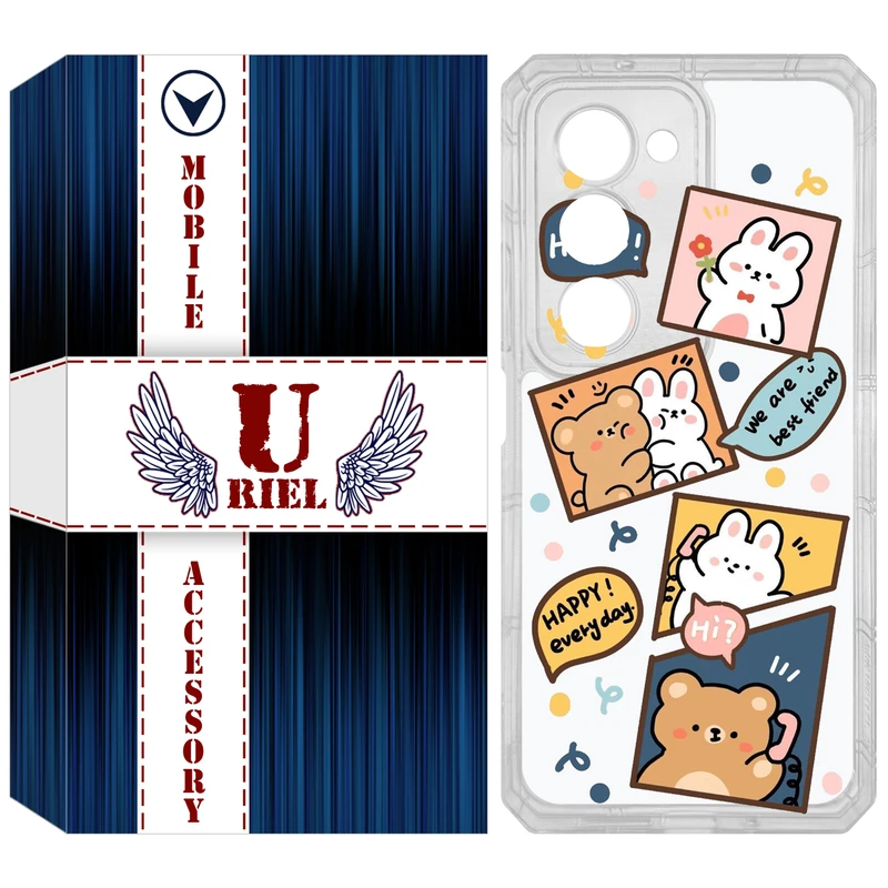 کاور یوریل مدل Clear کد 19 طرح خرگوش و خرس مناسب برای گوشی موبایل شیائومی Redmi 15 4G