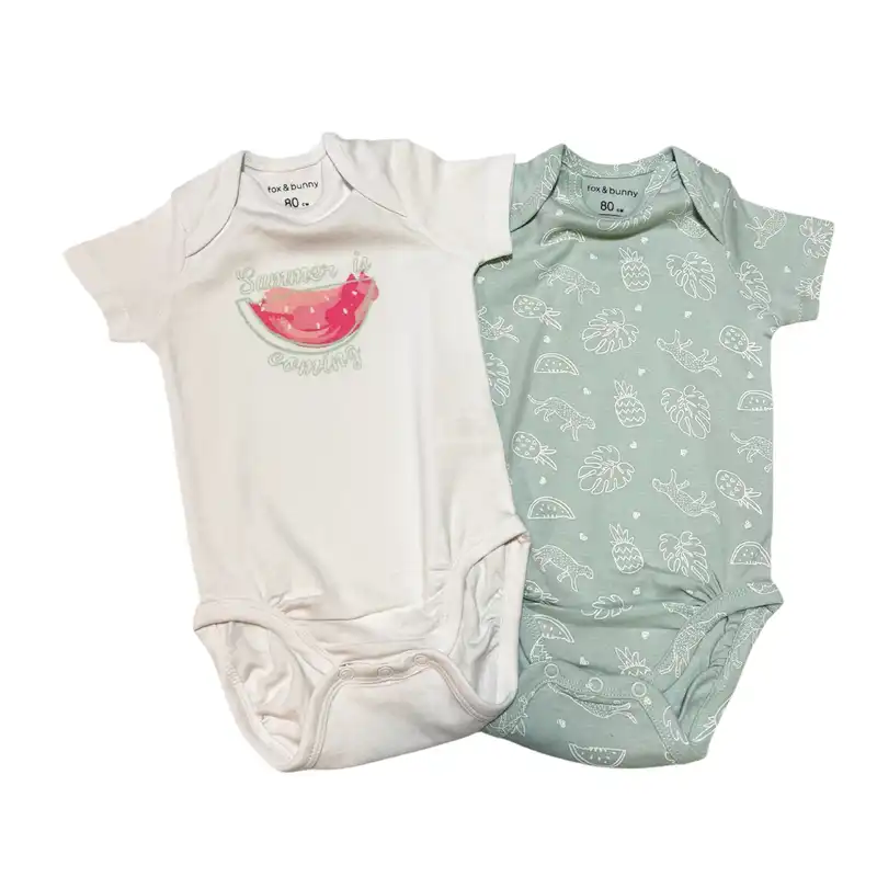 بادی آستین بلند نوزادی فوکس اند بانی مدل 677 مجموعه 2 عددی