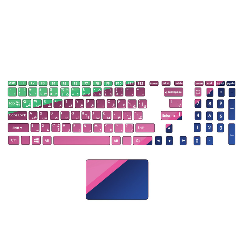 استیکر لپ تاپ مدل 90 hk به همراه برچسب حروف فارسی کیبورد