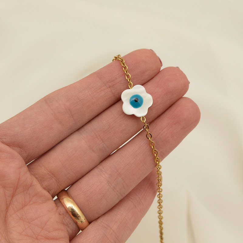 پابند زنانه دلنار گالری مدل چشم نظر صدفی DLNR1