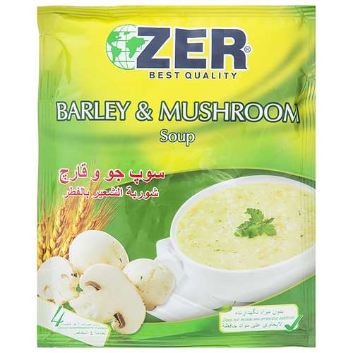 سوپ جو و قارچ زیر مقدار 65 گرم