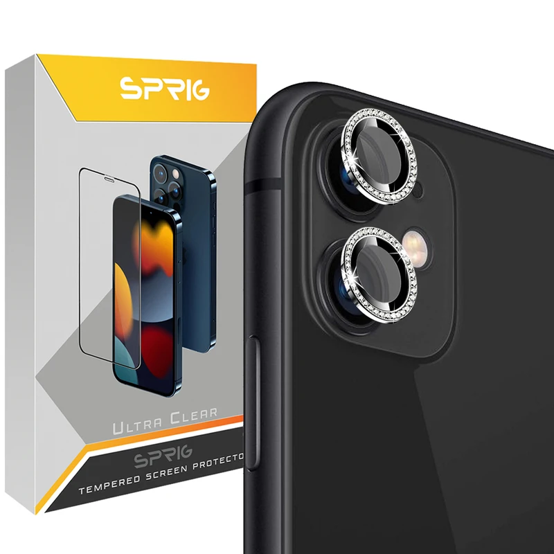 محافظ لنز دوربین اسپریگ مدل Ring metal Diamond مناسب برای گوشی موبایل اپل Iphone 11
