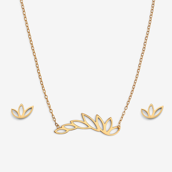 نیم ست طلا 18 عیار زنانه سایا گلد مدل شاخه 7 برگ ns3