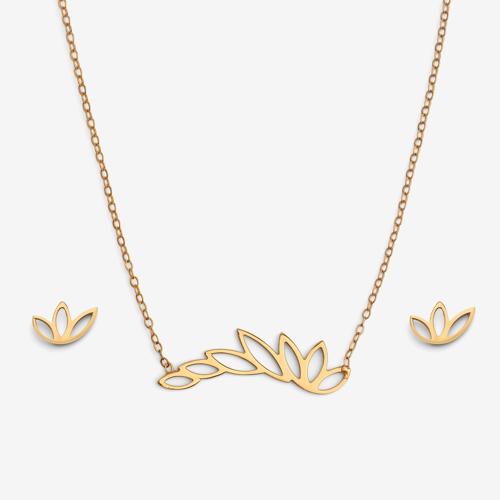 نیم ست طلا 18 عیار زنانه سایا گلد مدل شاخه 7 برگ ns3 -  - 1