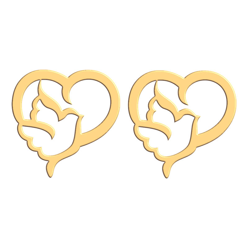 گوشواره طلا 18 عیار زنانه فرشته مدل طرح قلب کد WEL-000362