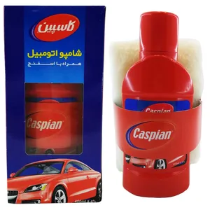 شامپو براق کننده خودرو کاسپین به همراه اسفنج همه کاره حجم 400 میلی لیتر