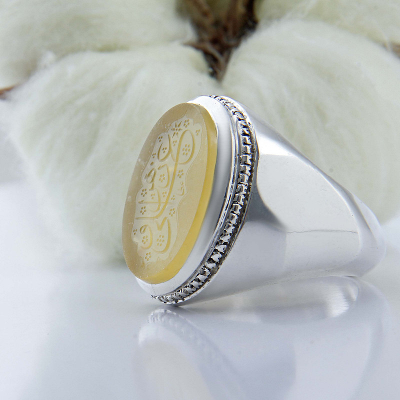 انگشتر نقره مردانه بازرگانی میلادی مدل رکاب فیلی دستساز عقیق کد AM_4410