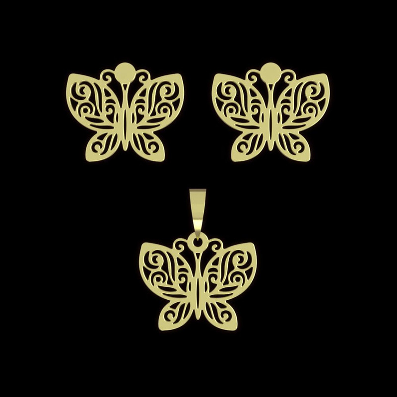 نیم ست طلا 18 عیار زنانه مدوپد مدل پروانه کد NA11420