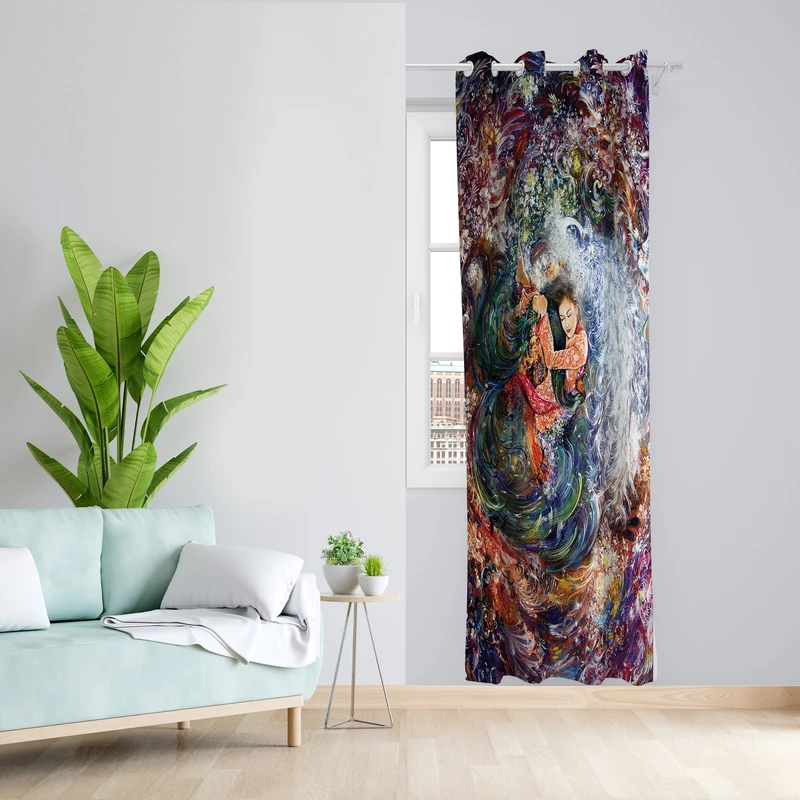 پرده طرح مینیاتوری مدل مخمل پانچی کد L 801L Z سایز 140x200 سانتی متر