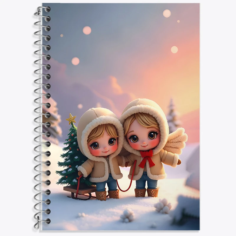 دفتر زبان 50 برگ خندالو مدل دو خط طرح کریسمس (Christmas) کد F7130