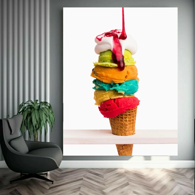 تابلو بوم طرح مخمل بستنی مدل خوشمزه کد FP105904