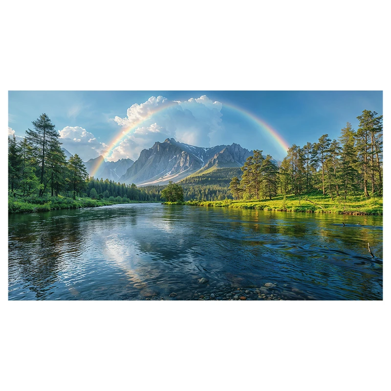 فرش پارچه‌ای مدل فرشینه طرح رودخانه و کوهستان کد AR3059508