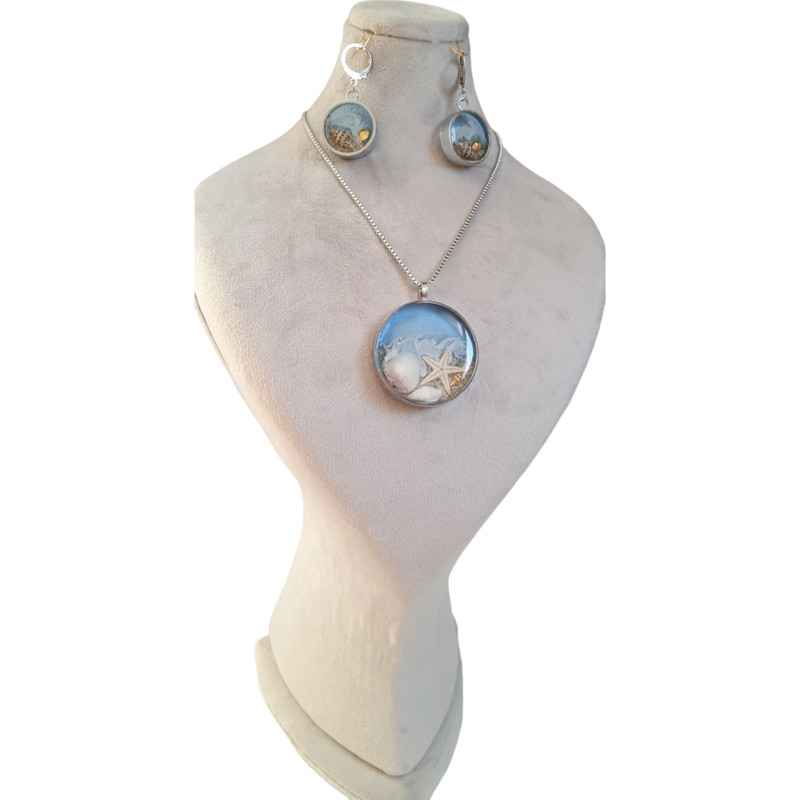 نیم ست زنانه مدل دریا رزینی همراه با ستاره دریایی طبیعی