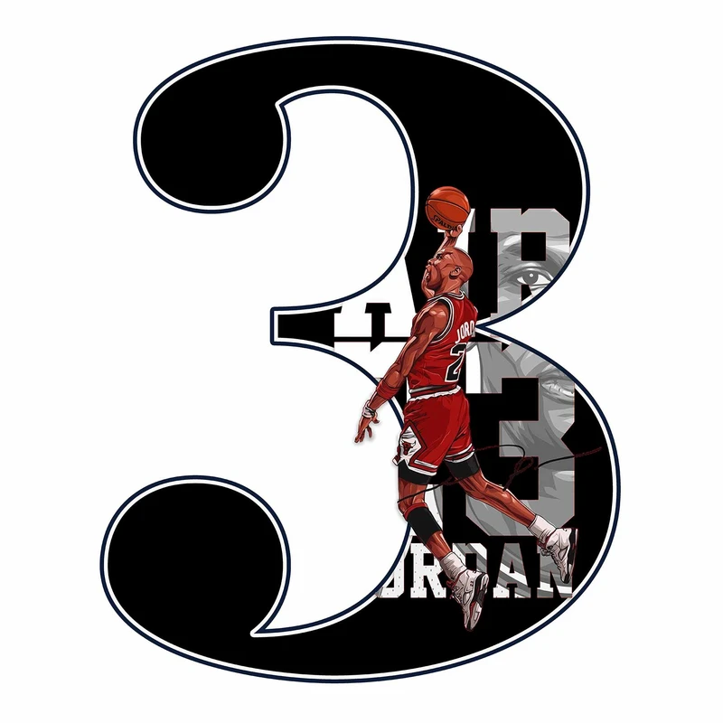 استند رومیزی تولد مدل عدد 3 طرح جردن کد 1856