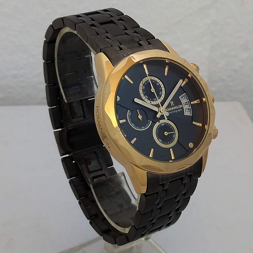 ساعت مچی عقربه‌ای مردانه رومانسون مدل بندفلزی ضدآب کرنوگراف سه موتور فعال کد 295