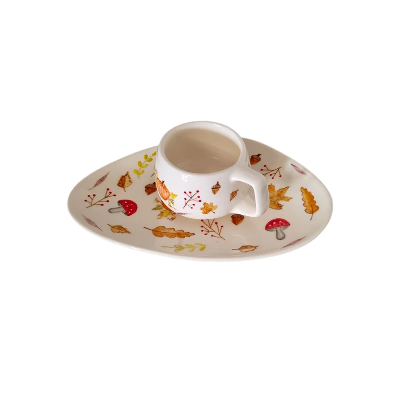 ست ماگ و زیرماگی سرامیکی مدل پاییزی