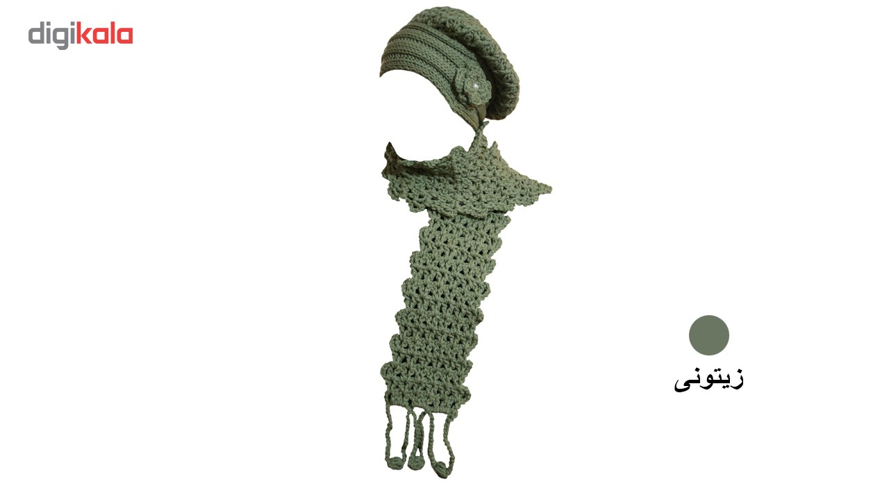 ست شال گردن و کلاه بافتنی ثمین مدل Butterfly