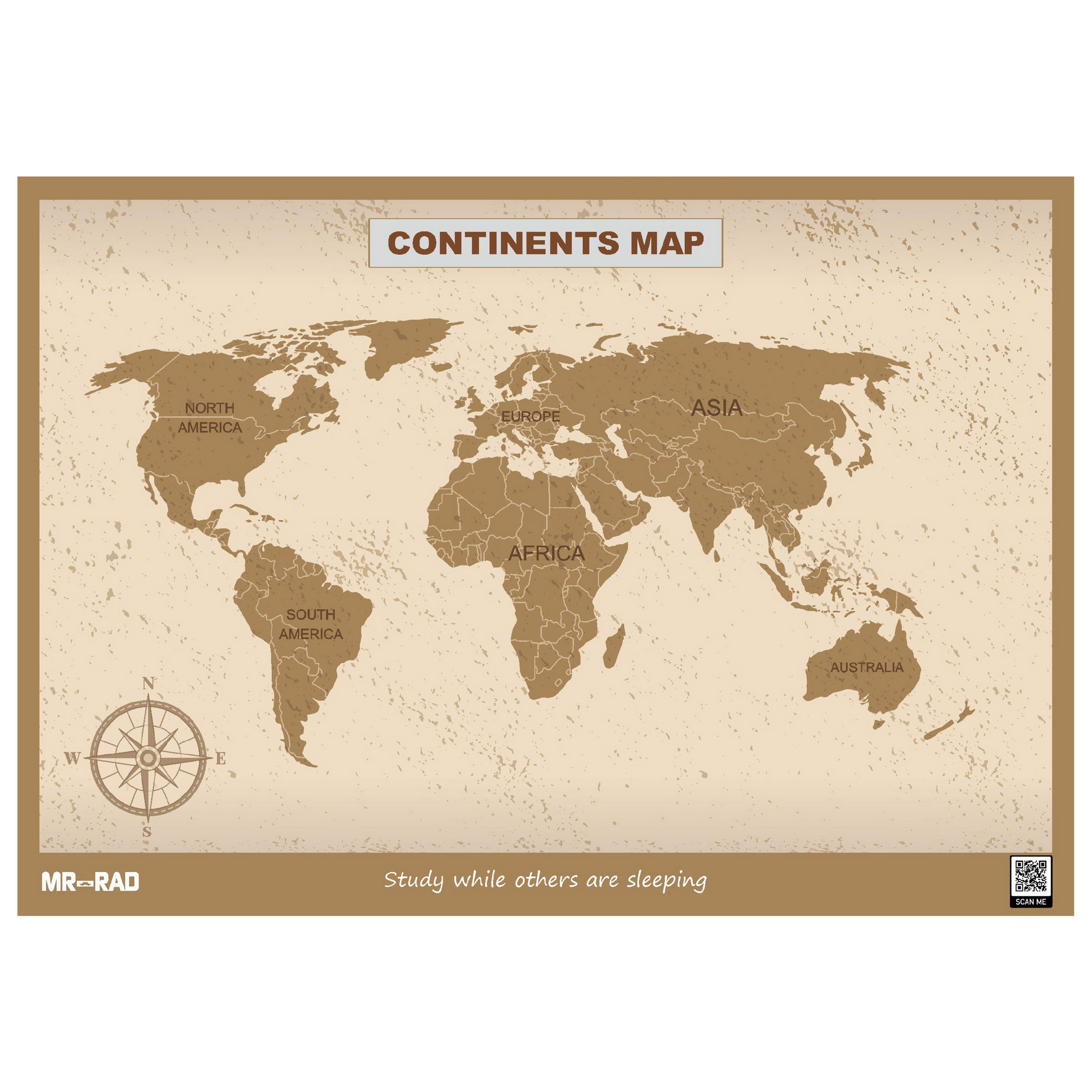 پوستر آموزشی مستر راد طرح نقشه قاره ها مدل M9060