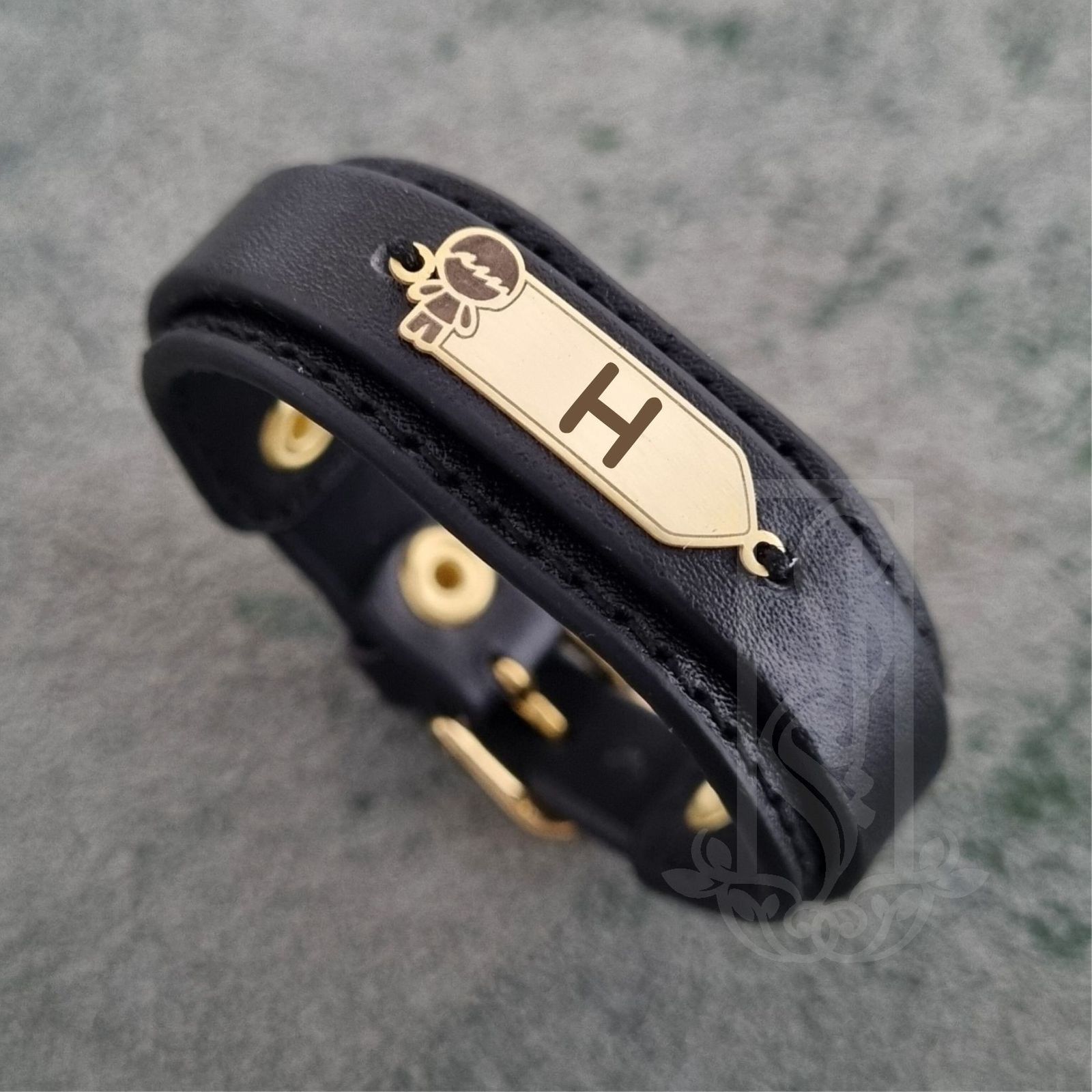 دستبند طلا 18 عیار بچگانه مدل حرف  H -  - 3