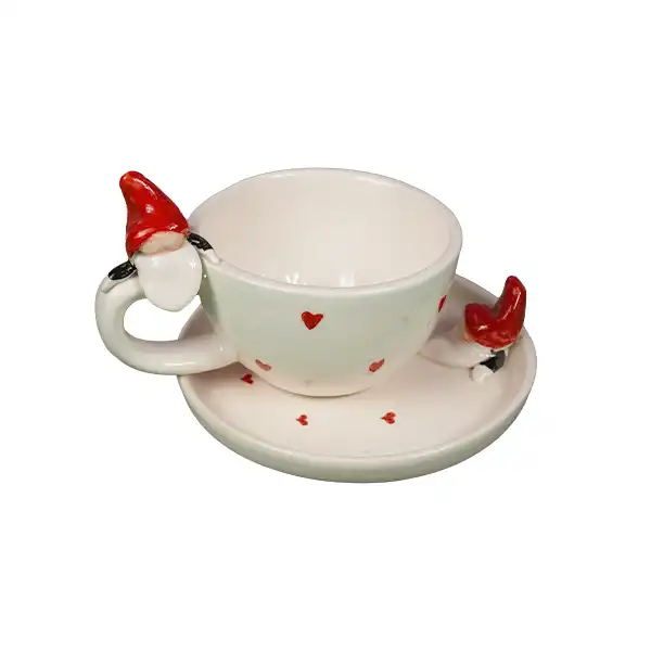 ست فنجان و نعلبکی سرامیکی مدل نقش برجسته طرح لی لی پوت