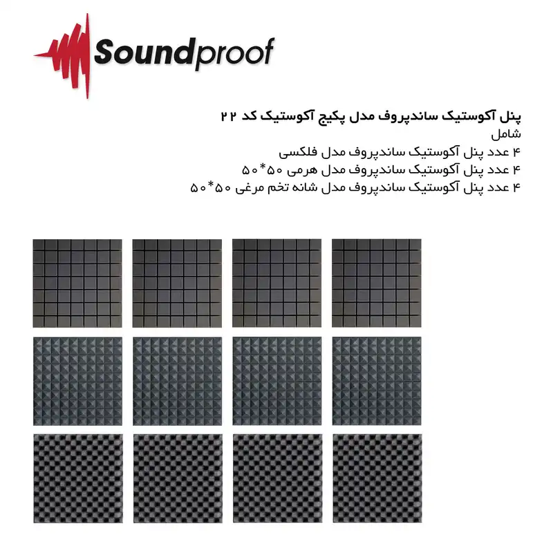 پنل آکوستیک ساندپروف مدل پکیج آکوستیک کد 22 مجموعه 12 عددی