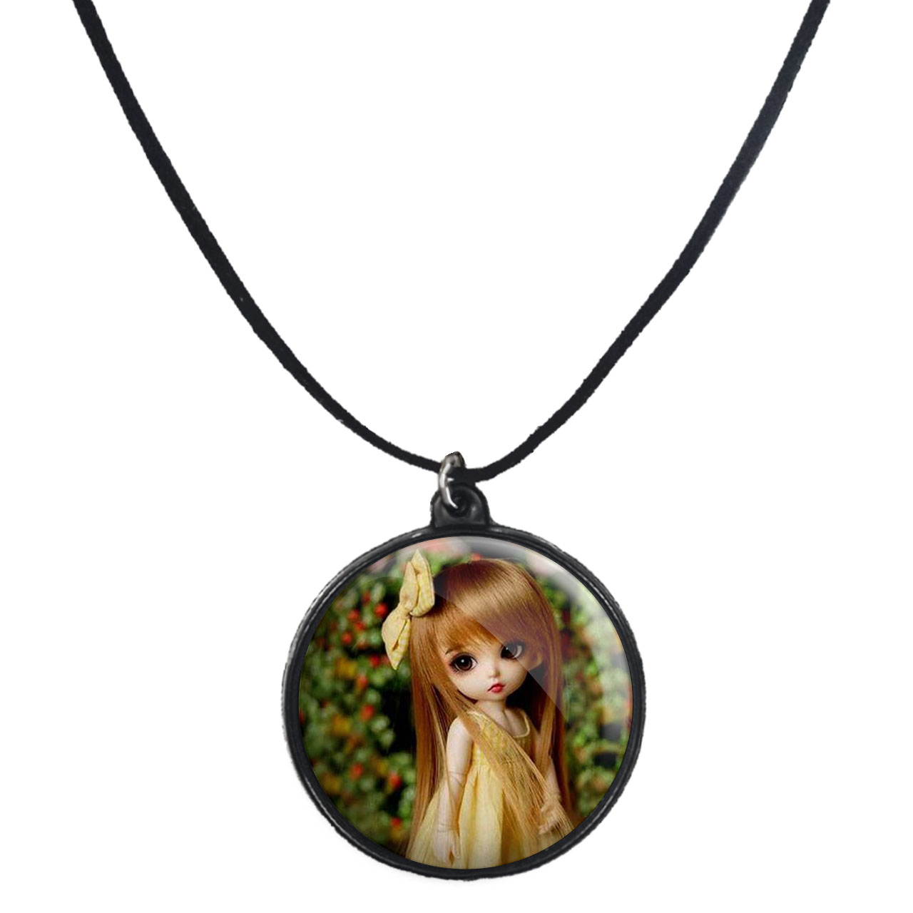 گردنبند پرمانه طرح عروسک زیبا کد pmb.1324 مدل دو طرفه