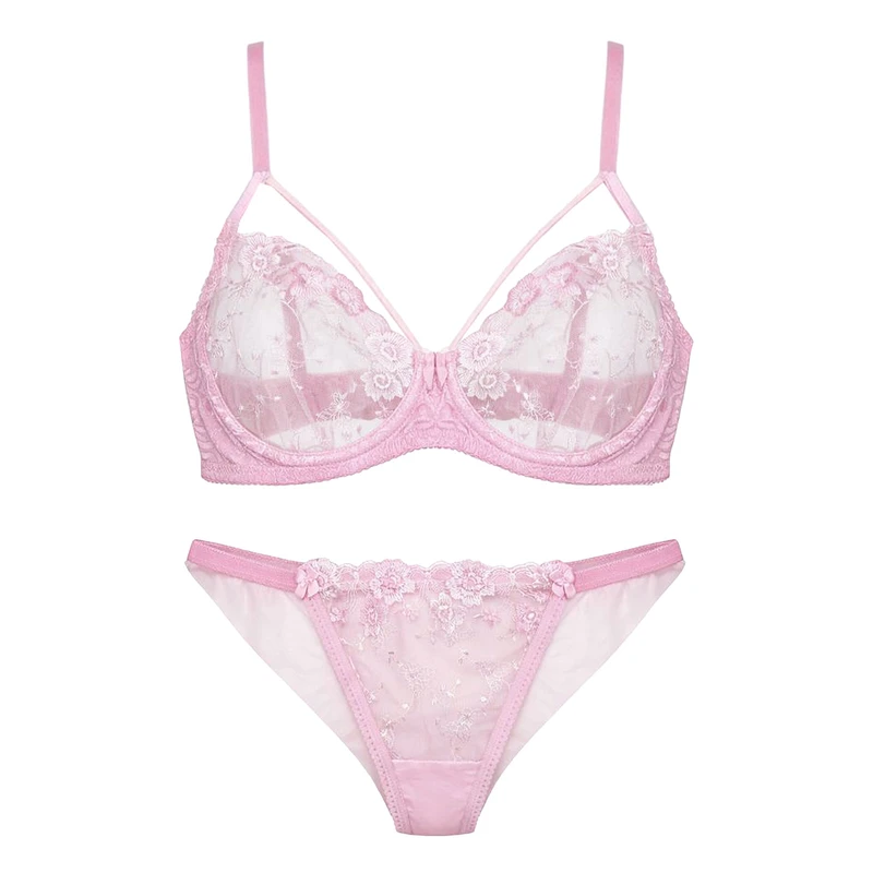 ست شورت و سوتین زنانه لوندر مدل دانتل شیشه ای گلدار کد F2-046