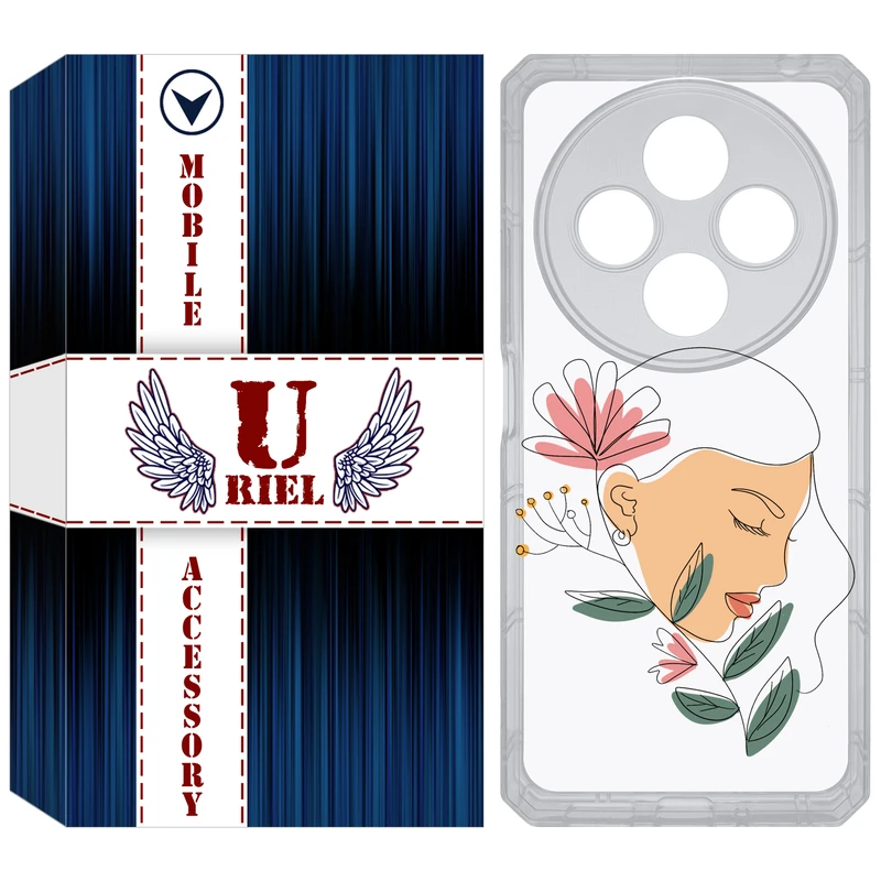کاور یوریل مدل Clear کد 53 طرح صورت زن مناسب برای گوشی موبایل شیائومی Redmi 14C / Poco C75