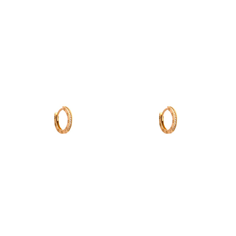 گوشواره حلقه ای طلا 18 عیار زنانه الی گالری مدل کارتیه نگینی