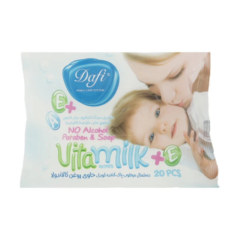 دستمال مرطوب کودک دافی مدل Vita Milk بسته 20 عددی عکس شماره 1