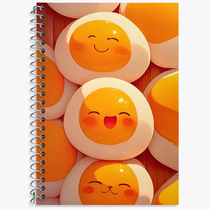 دفتر زبان 50 برگ خندالو مدل دو خط طرح تخم مرغ کیوت کد N5366