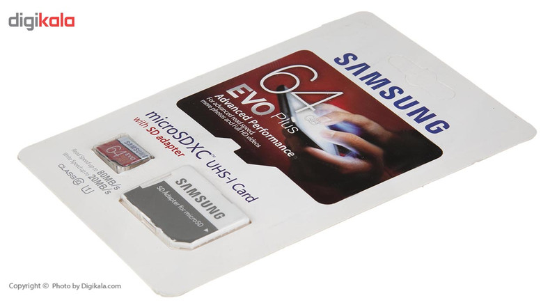 کارت حافظه microSDXC سامسونگ مدل Evo Plus کلاس 10 استاندارد UHS-I U1 سرعت 80MBps همراه با آداپتور ظرفیت 64 گیگابایت