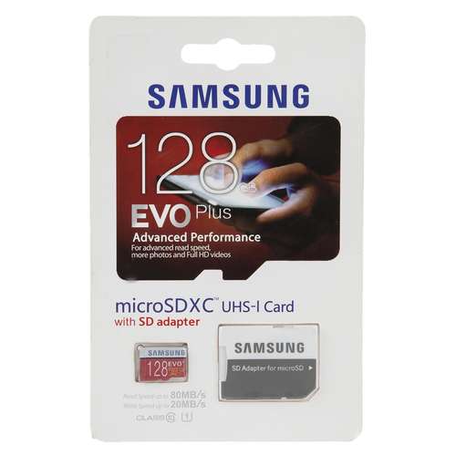 کارت حافظه microSDXC سامسونگ مدل Evo Plus کلاس 10 استاندارد UHS-I U1 سرعت 80MBps همراه با آداپتور ظرفیت 128 گیگابایت