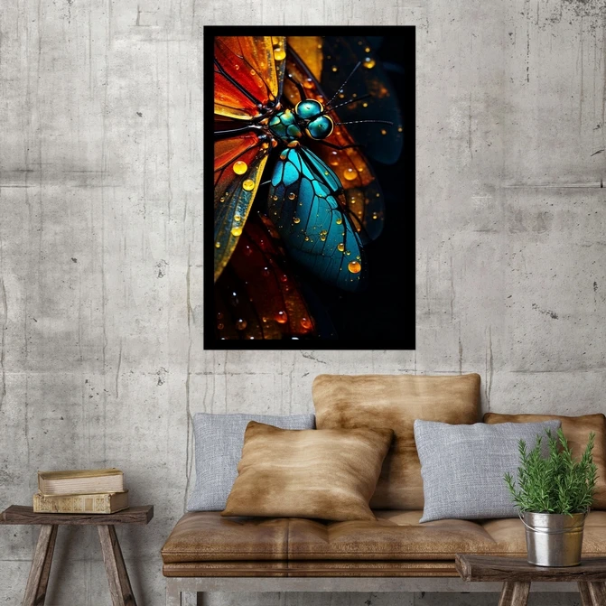 تابلو نوری بکلیت طرح سنجاقک رنگی مدل B-MID-17707