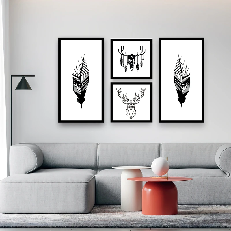 تابلو بکلیت طرح نقاشی مدرن مدل شاین اکلیلی B-634 مجموعه 4 عددی