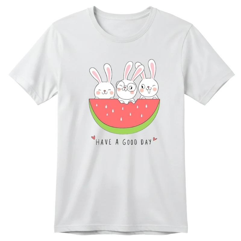 تی‌شرت آستین کوتاه یقه گرد بچگانه مدل خرگوش یلدایی کد v15