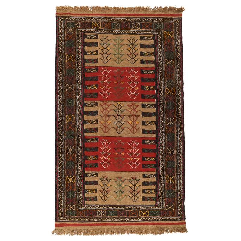 گلیم دستبافت دومتری طرح سفره کردی کد 1405175