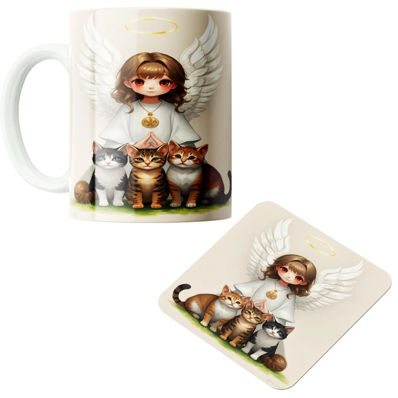 ماگ پاد آفرین مدل فرشته و گربه کد2