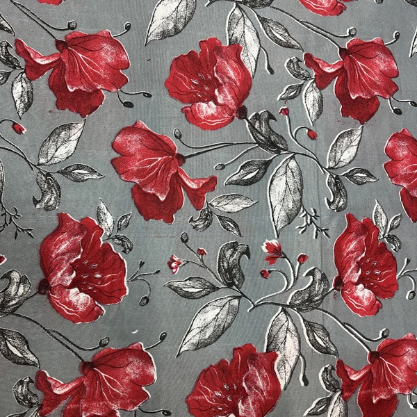 پارچه ملحفه عرض 2 متر مدل گلدار رنگ قرمز