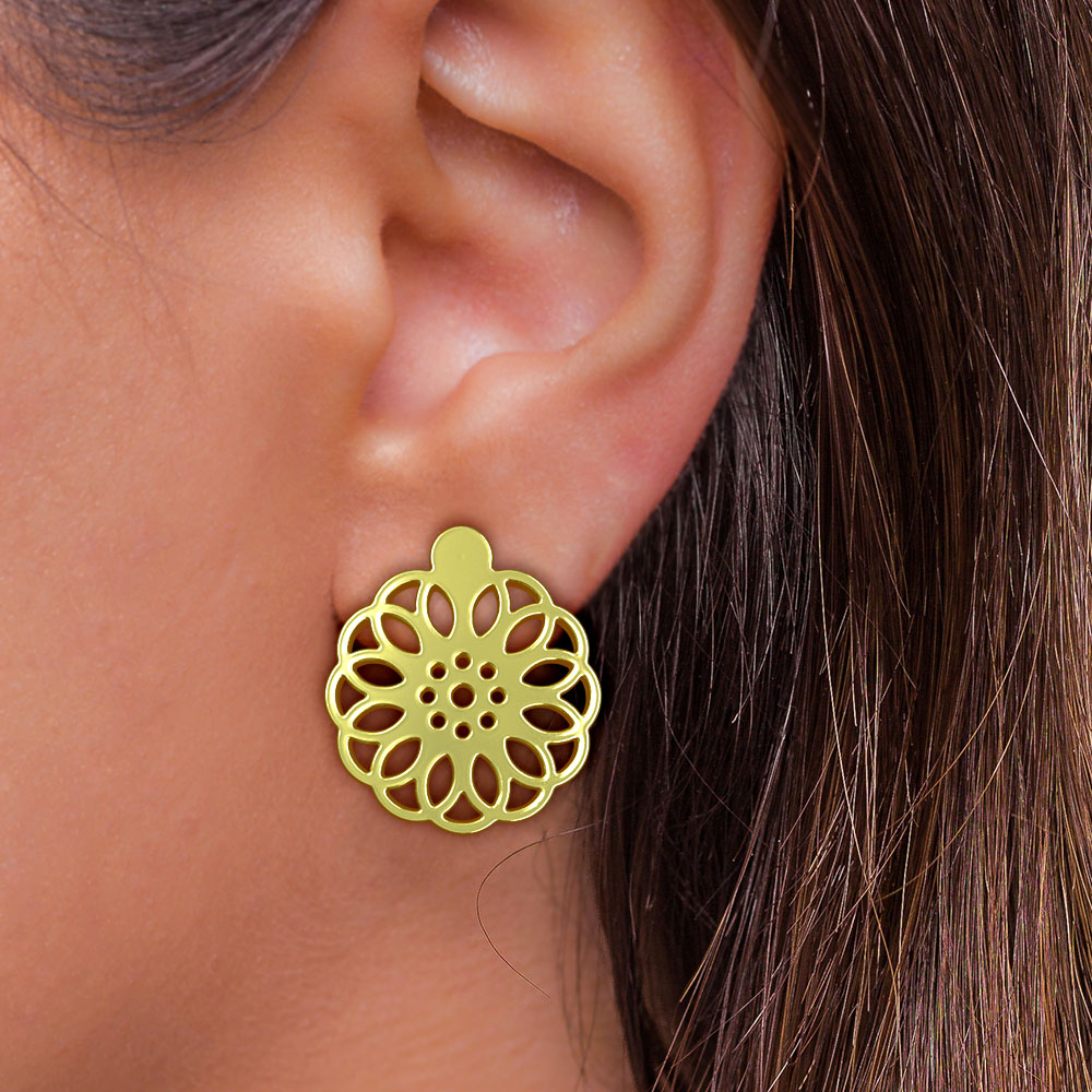 گوشواره طلا 18 عیار زنانه مدوپد مدل اسلیمی کد GA1-12369