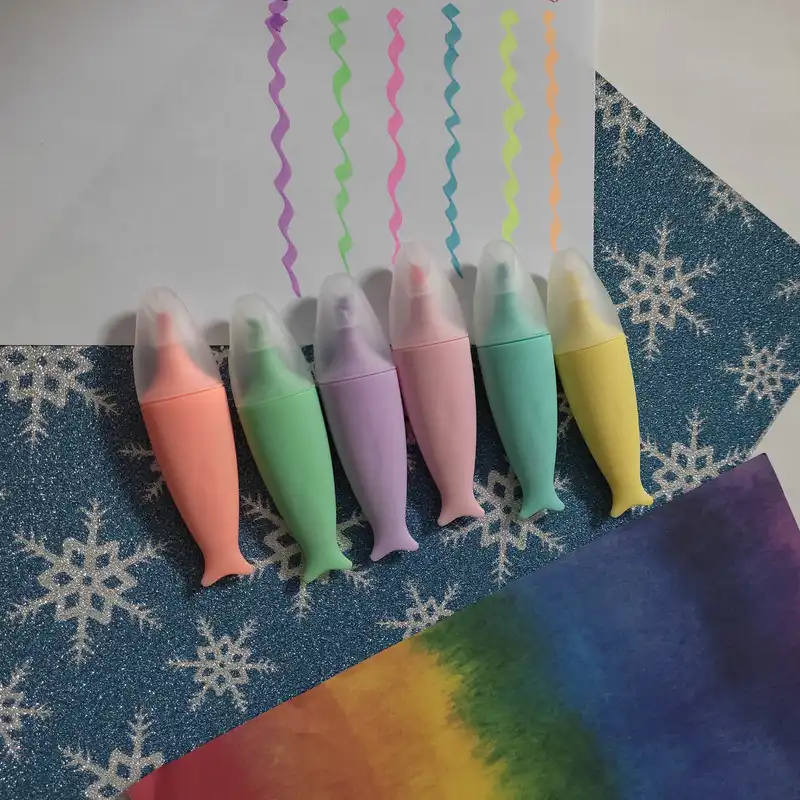 ماژیک علامت گذار مدل ماهی رنگی بسته 6 عددی