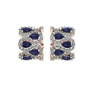 گوشواره طلای 18 عیار اونیکست مدل 2296 Sapphire
