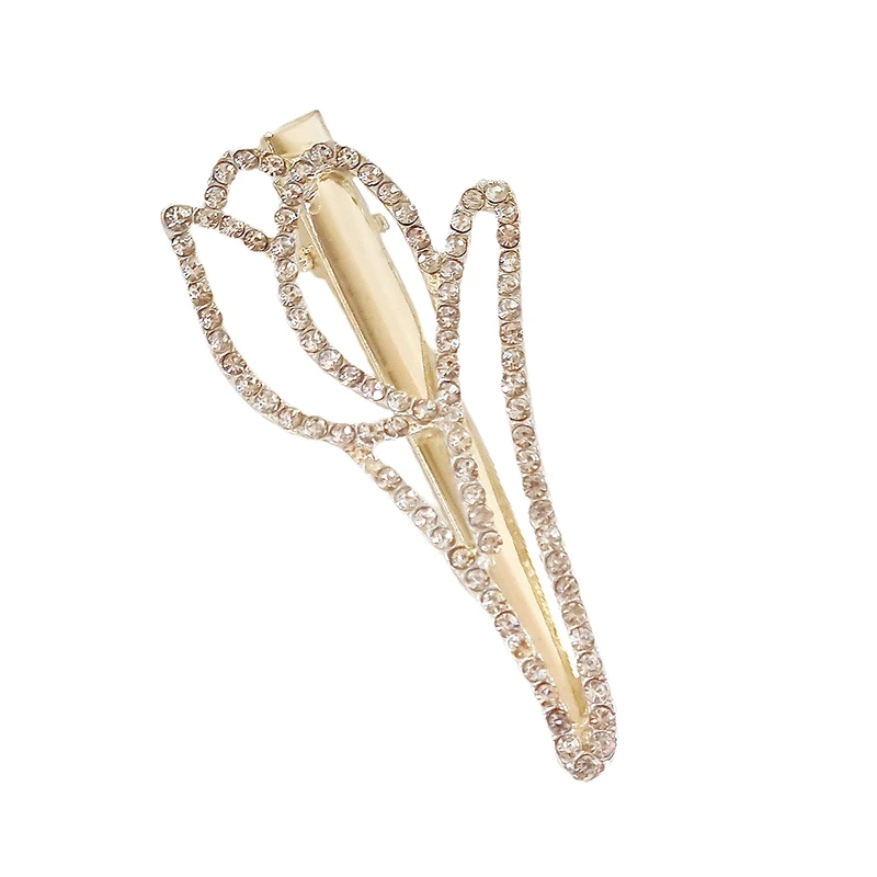 گیره مو زنانه مدل لاله پنسی نگین‌دار کد brg 886