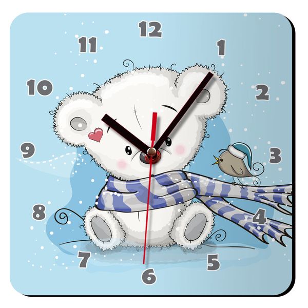 ساعت دیواری کودک باروچین مدل خرس شال دار کد c-112