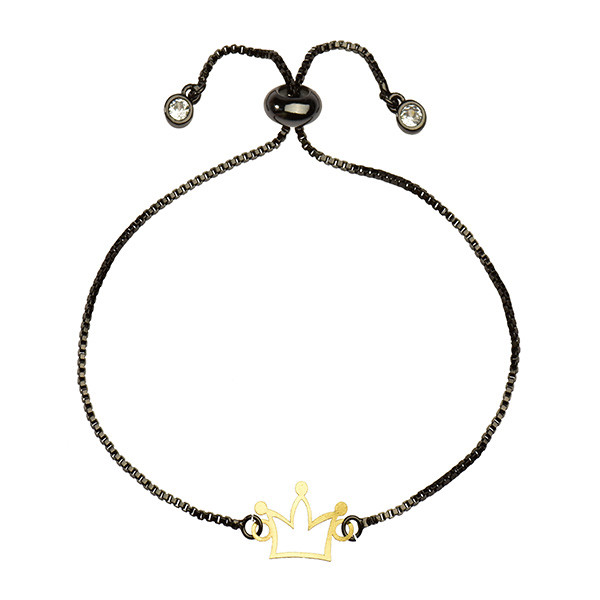 دستبند طلا 18 عیار دخترانه کرابو طرح تاج مدل Krd1065