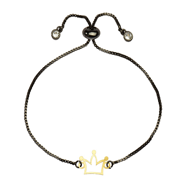 دستبند طلا 18 عیار دخترانه کرابو طرح تاج مدل Krd1065 -  - 1