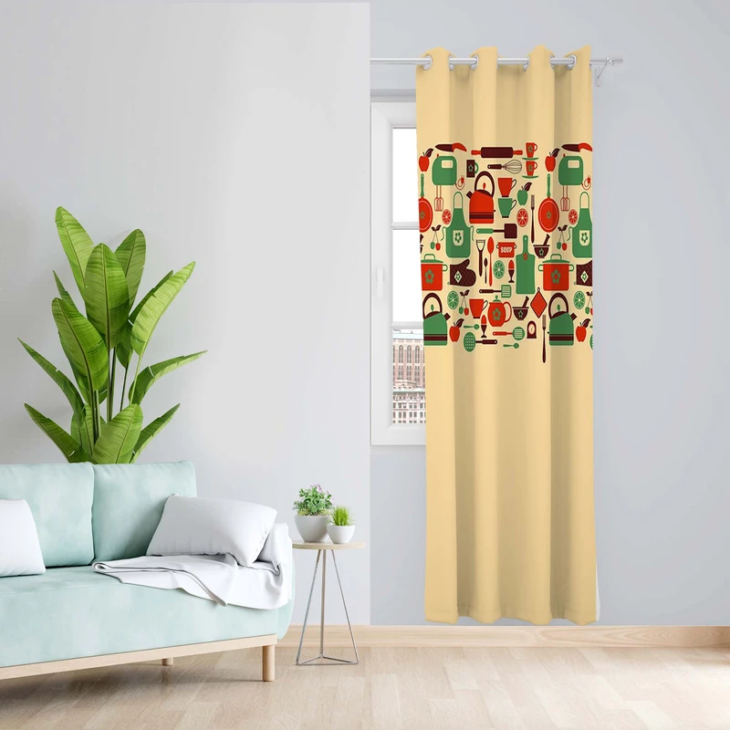 پرده طرح آشپزخانه مدل مخمل پانچی کد 5042L z سایز 140x200 سانتی متر