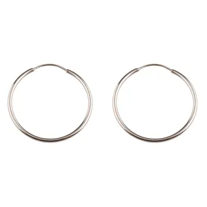 گوشواره طلا سفید 18 عیار گالری طلا باران مدل حلقه ای ساده